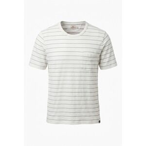 Faherty Brand Mens Indigo Dyed Striped Slub Cotton Pocket T-Shirt Cream, Size XL